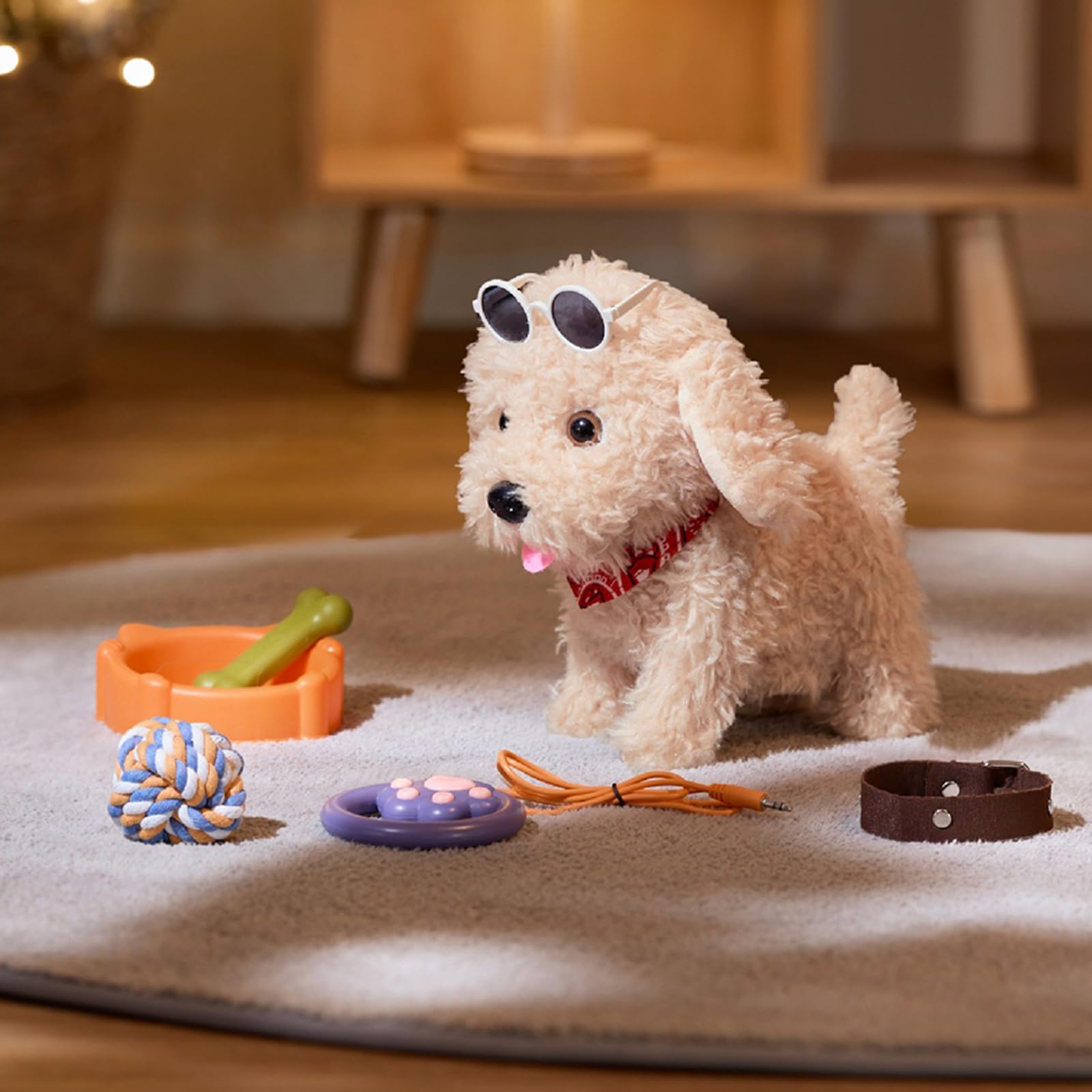 Generisch Perro de peluche electrónico con mando a distancia, extremidades móviles y paseos interactivos, con juguete parlante