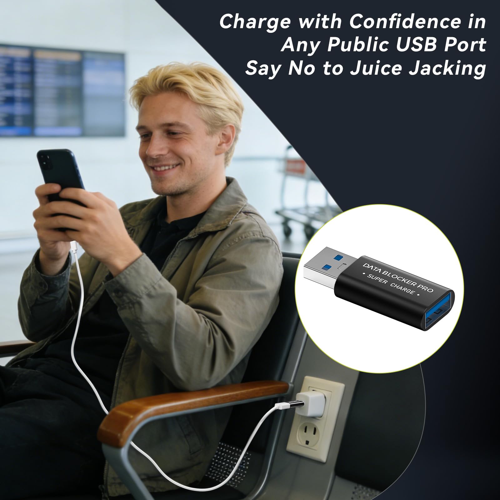 USB-Datenblocker, 4er-Pack, USB-A und USB-C-Ladung, Anti-Saftbuchse