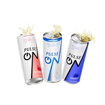PulseOn Energy Drink- 200mg Natural Caffeine, Taurine and Vitamin B (6 Pack, Mix Flavor)