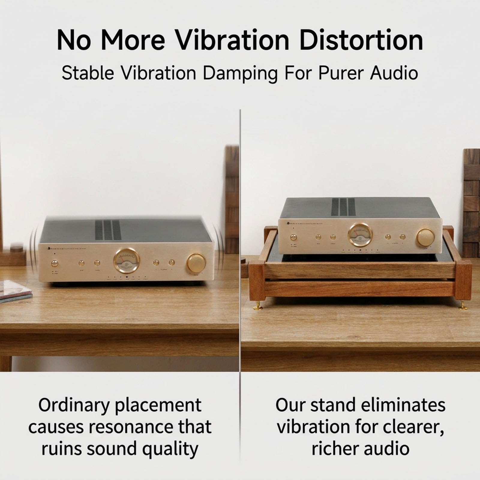 Cherry/Okoumé Wood Audio Rack with Shock-Absorbing Feet for Home Theater