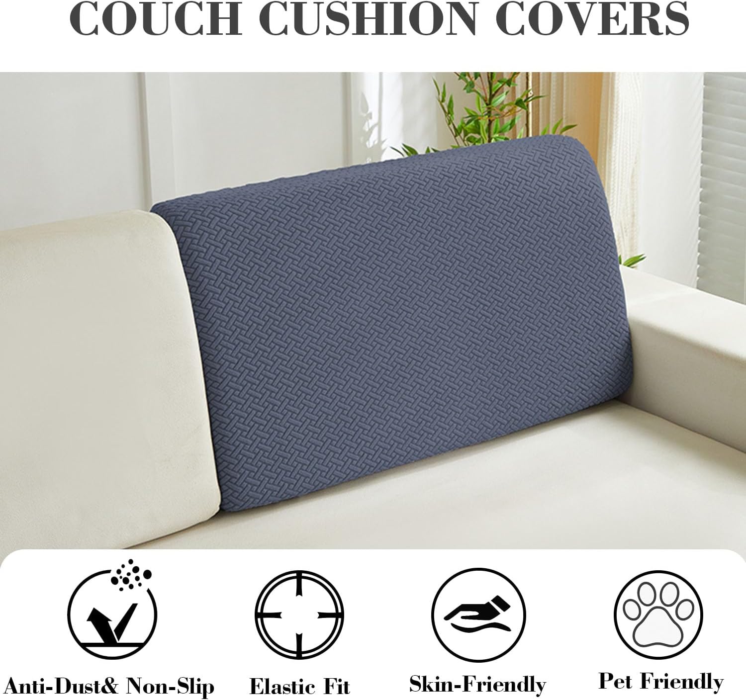 Sofa Covers Couch Covers for Sofa Pet Friendly Couch Cushion Covers Universal Sofa Covers Washable Stretch Slipcovers for Sectional Sofa (Texture Metal Gray,Back Cover L) Texture Metal Gray Back Cover L