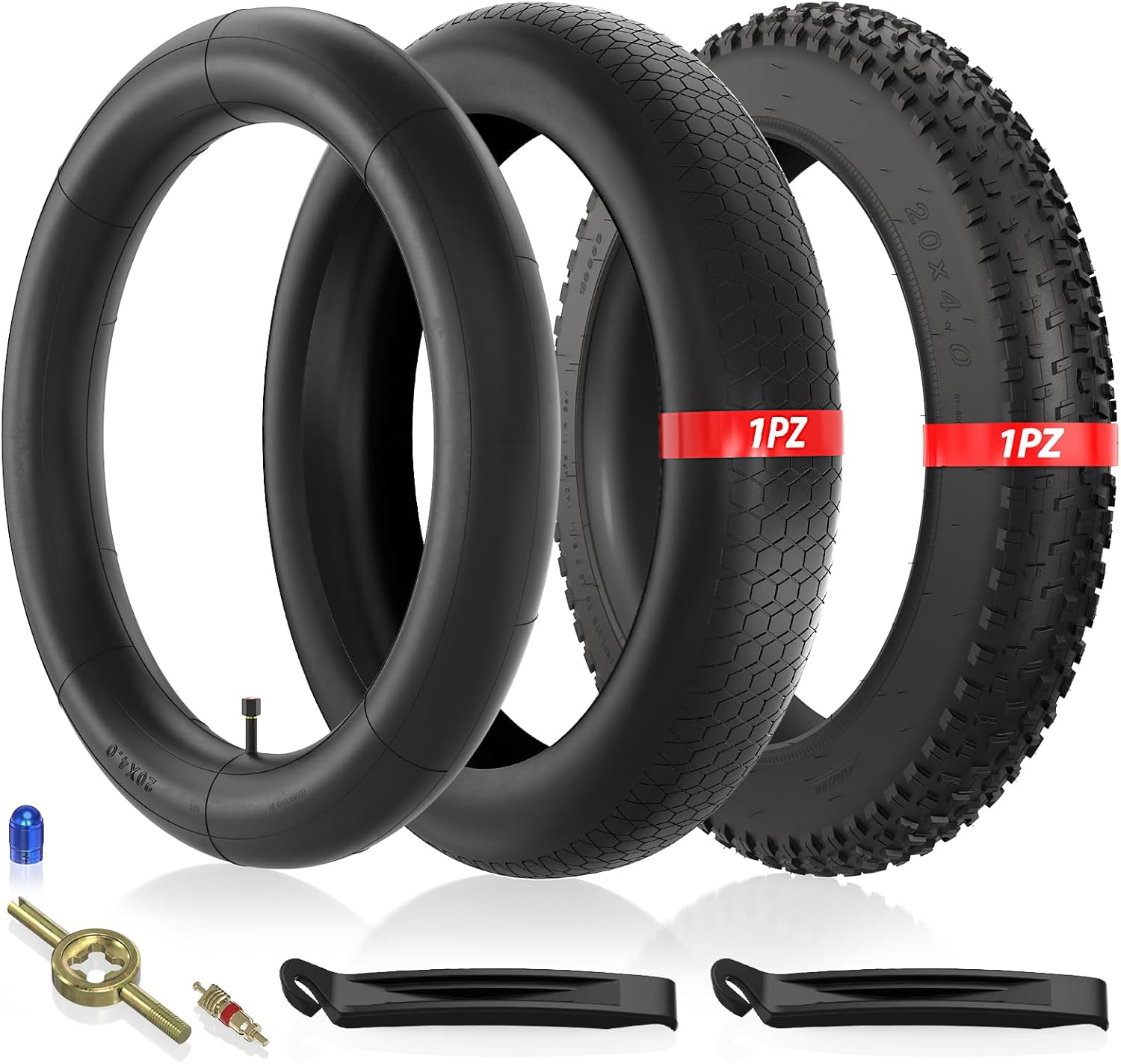 1PZ 20x4.0 Fat Tire Inner Tube Tire Insert Puncture Resistant Folding MTB Replacement 20x4.0 Fat Tyre for MTB and Ebikes All-Terrain Directional Tread Bicycle Tires and Tubes Tire Insert