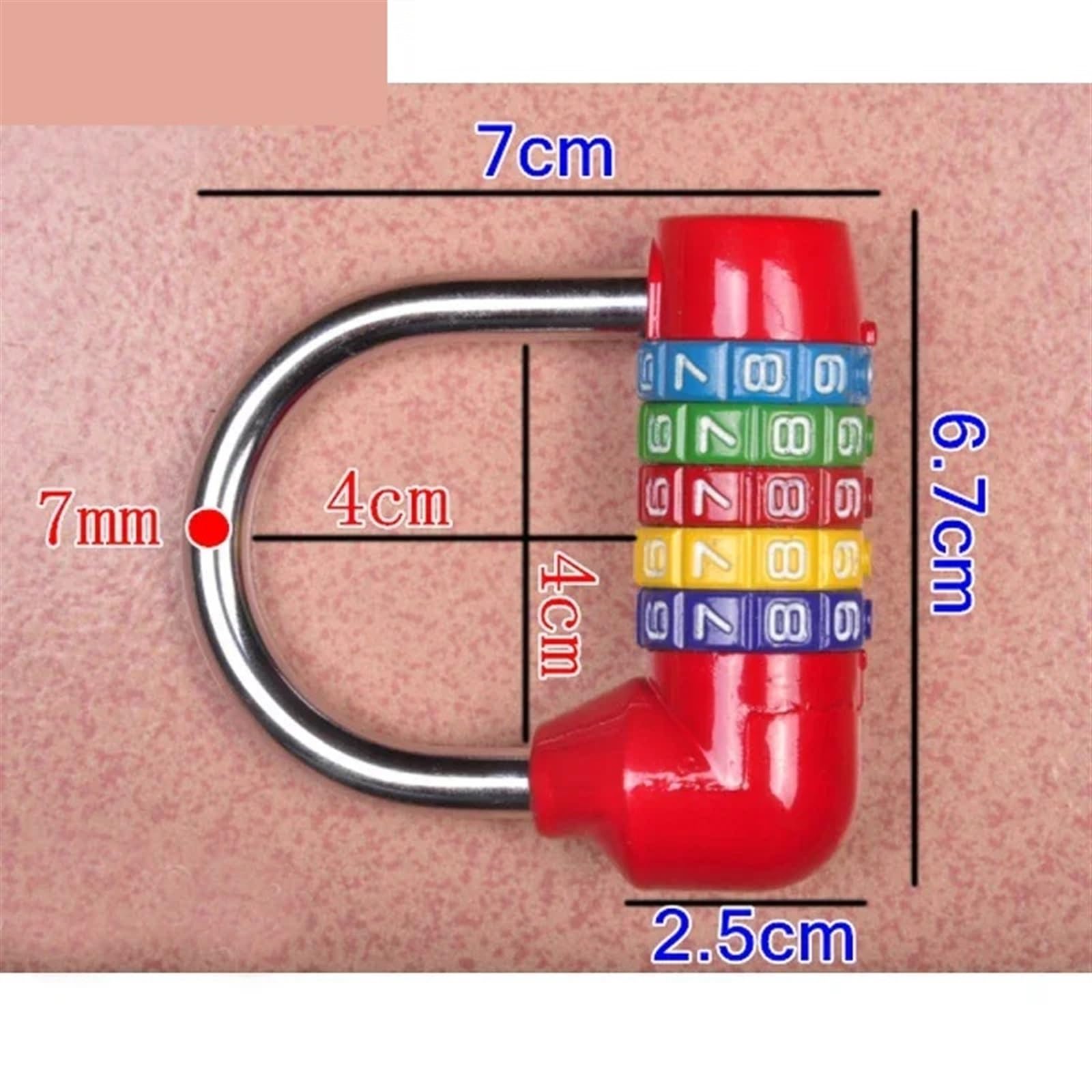 Candado de combinación rojo, candado de código de 5 letras for armario, Maleta, equipaje, casillero for bicicleta, 1 Uds.(Red)