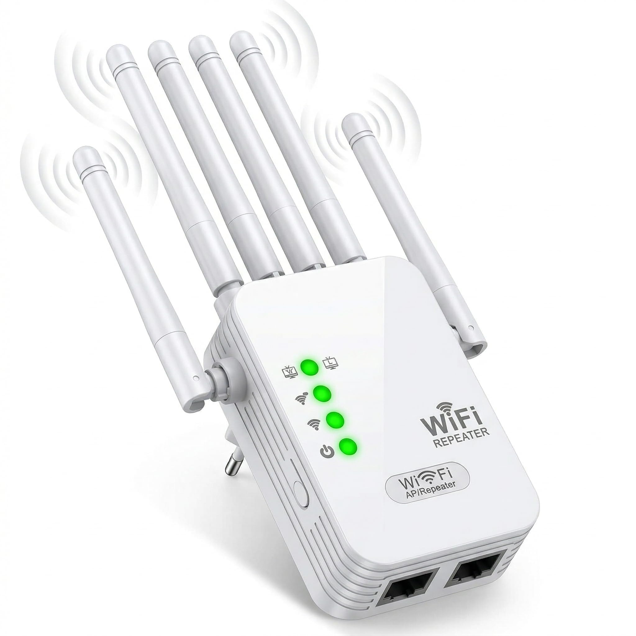 Repeteur WiFi Puissant Amplificateur WiFi de dernière Technologie avec 6 2 Ports LAN antennes Couvrant Une superficie de1000 m²,Mur épais Compatible pour la Maison et Le Bureau