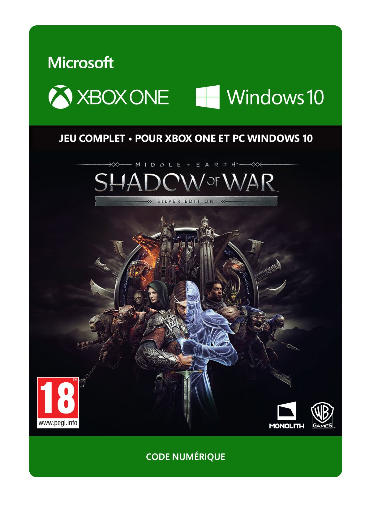 Middle-earth Shadow of War Édition Silver code de jeu Windows 10 à télécharger - 2
