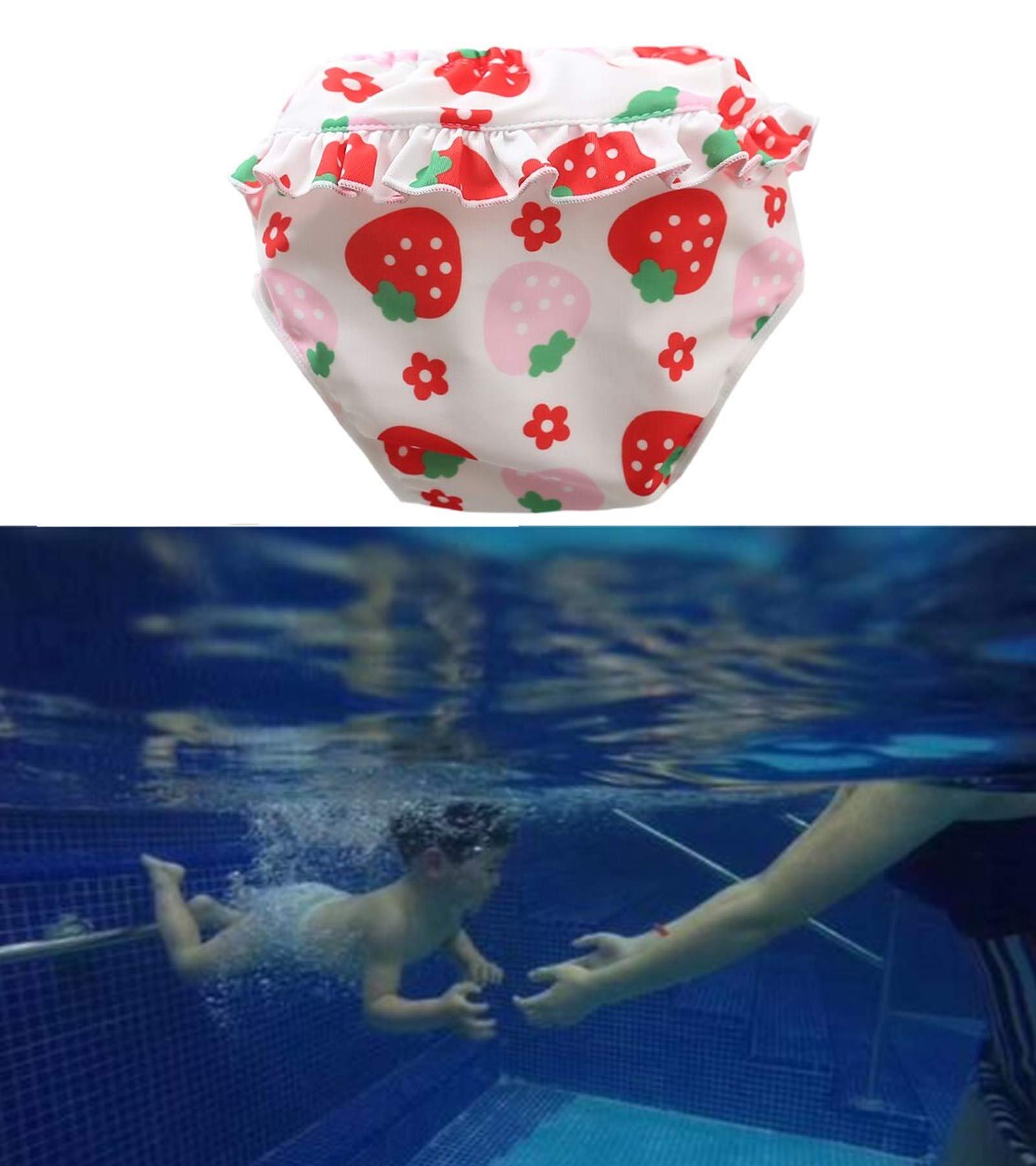 Pannolini da nuoto riutilizzabili, 2 pezzi pantaloni da nuoto per bambine (0-4 anni), pannolino da nuoto con volant, costume da bagno (colore C, XL-36-44lb/3-4 anni)