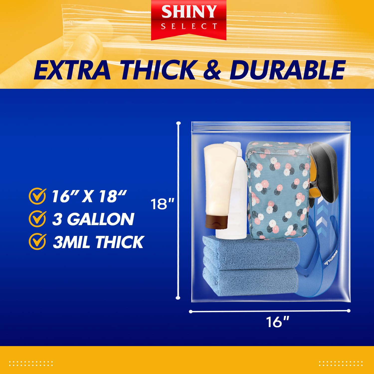 Extra Large Plastic Storage Bags With Zipper Top 3 Gallon 16