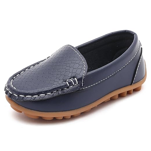 LONSOEN Toddler Little Kid Boys Girls Soft Slip On Loafers Dress Flat Shoes