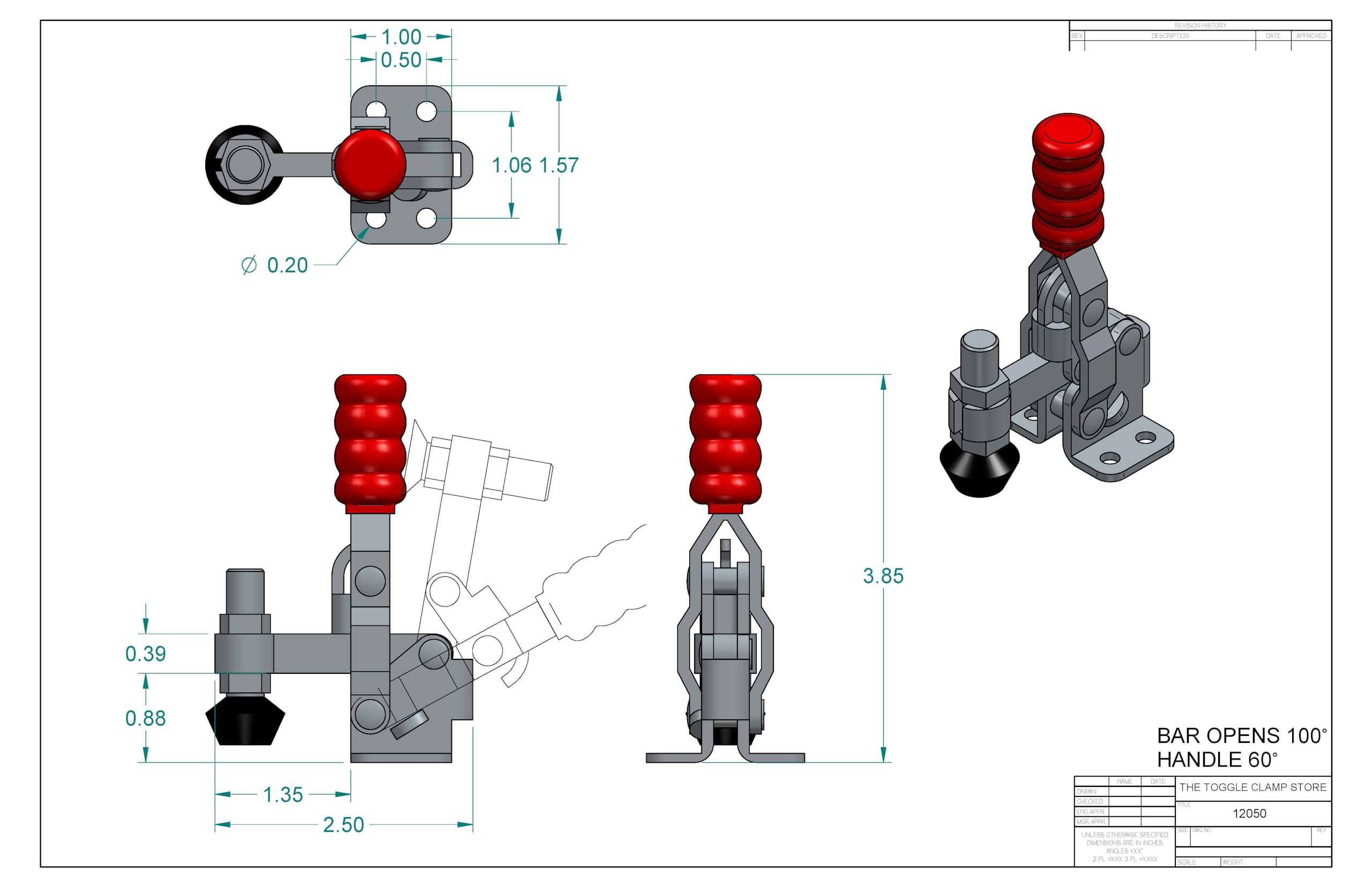 VH-12050 VERTICAL HANDLE TOGGLE CLAMP (CROSS REFERENCED: 202) Pack of 5