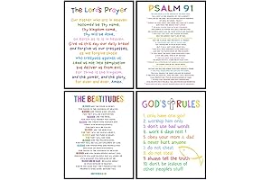10 Commandments Wall Decor, Psalm 91 - Lords Prayer Wall Art, Christian...