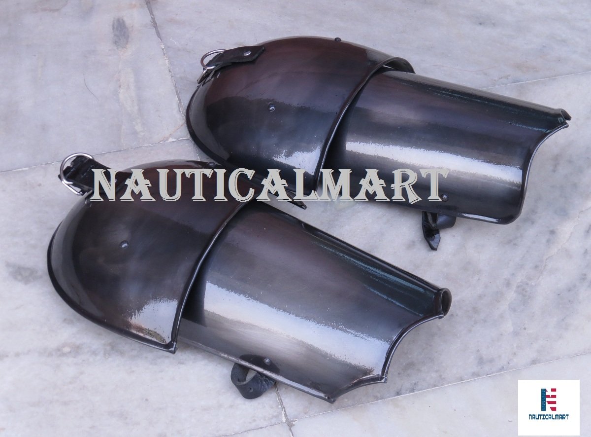 NauticalMart Plate Armour Blackened Steel Pauldrons Shoulders Armor Set
