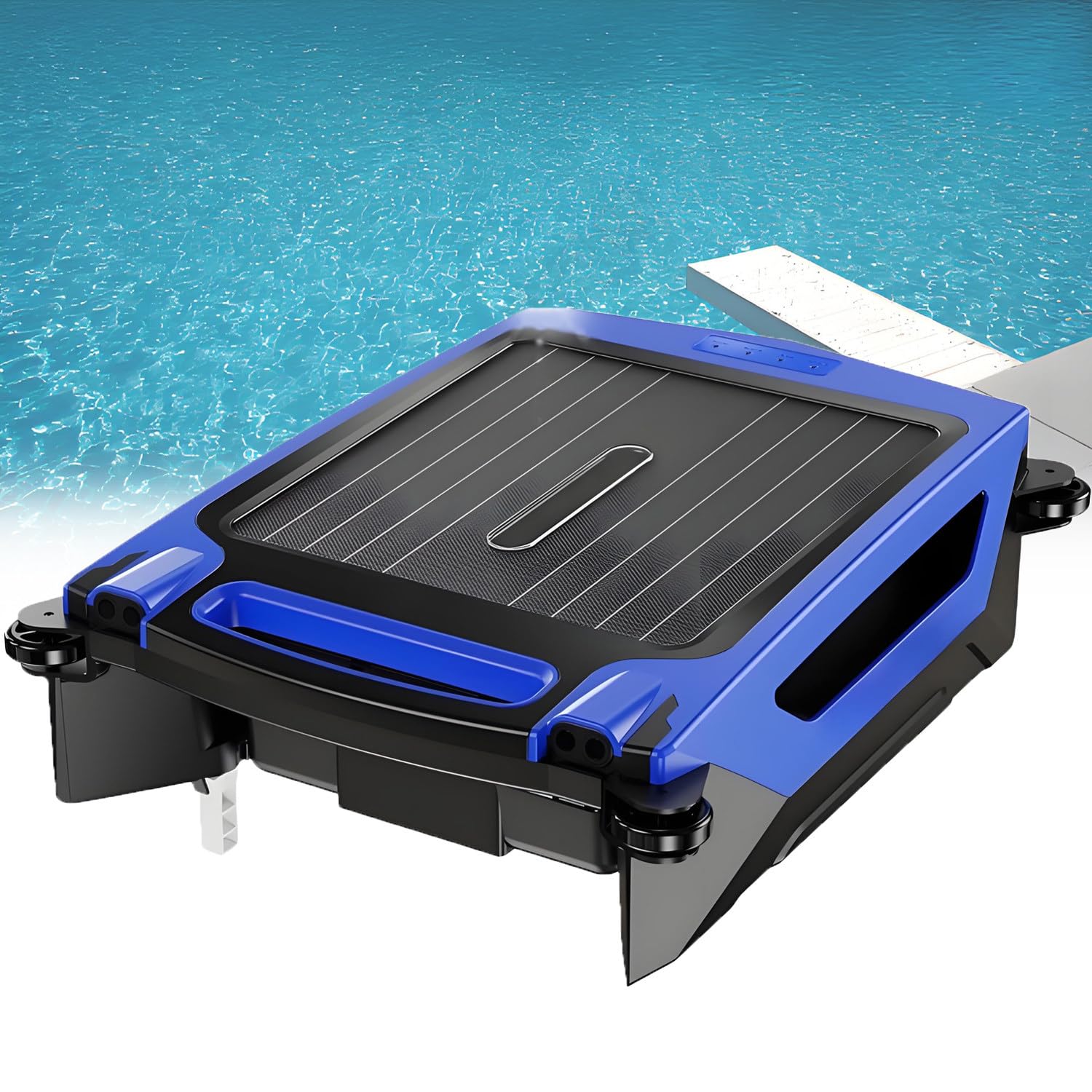 QuinteZhenTially Solar Robotic Pool Cleaner,4.1 L Automatic Skimmer Blue