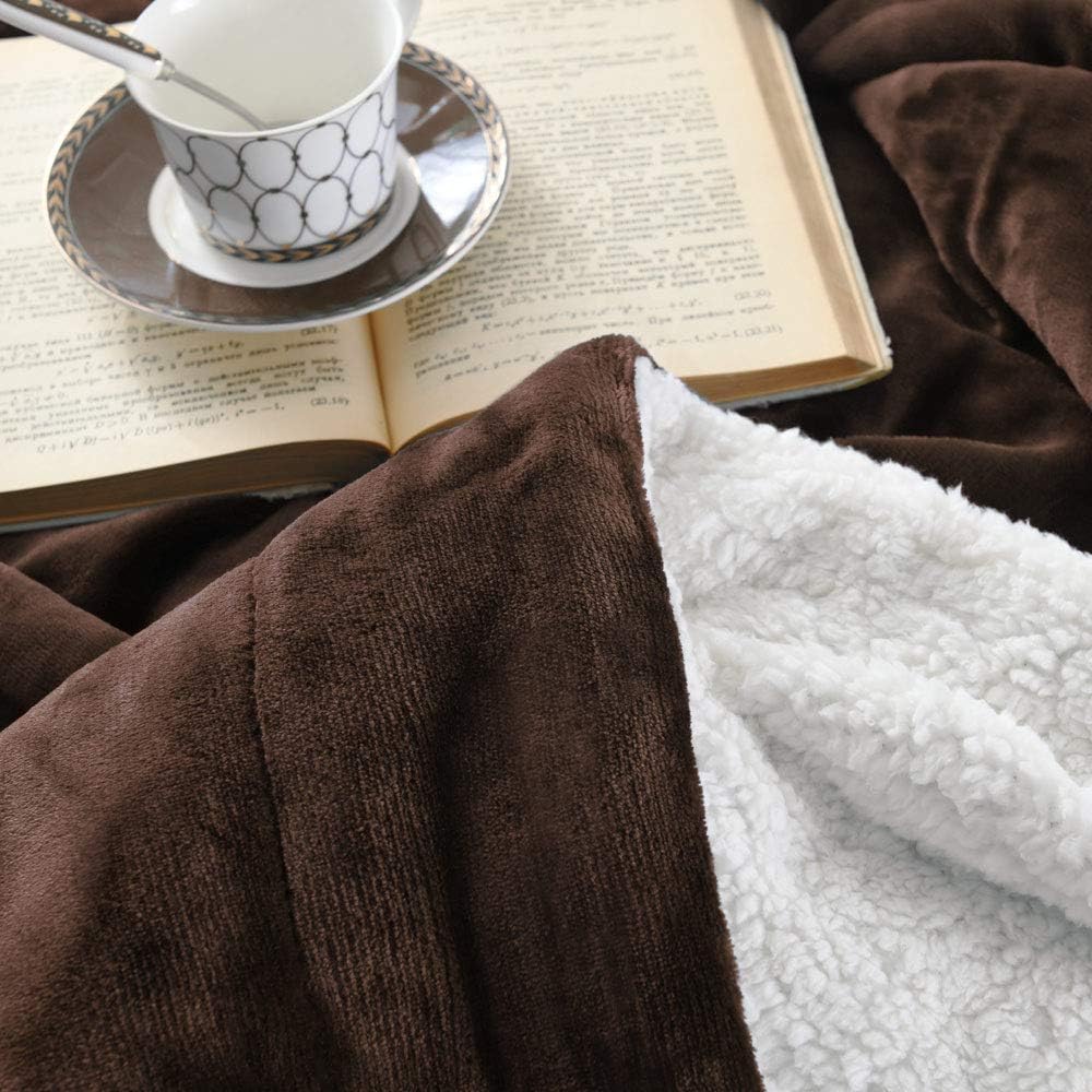KAWAHOME Sherpa Fleece Blanket Super Soft Extra Warmest and Heavy Thick Winter 500GSM Bed Blankets for Couch Sofa Bed, King Size 108" X 90" (Brown) : Home & Kitchen