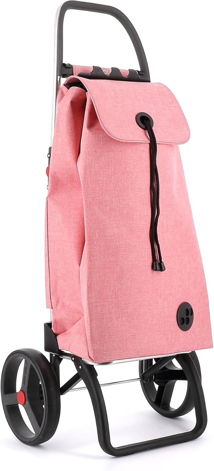 ROLSER Foldable Grocery Shopping Cart with Wheels | Collapsible Personal Folding Cart for Groceries | Durable & Portable | Coral