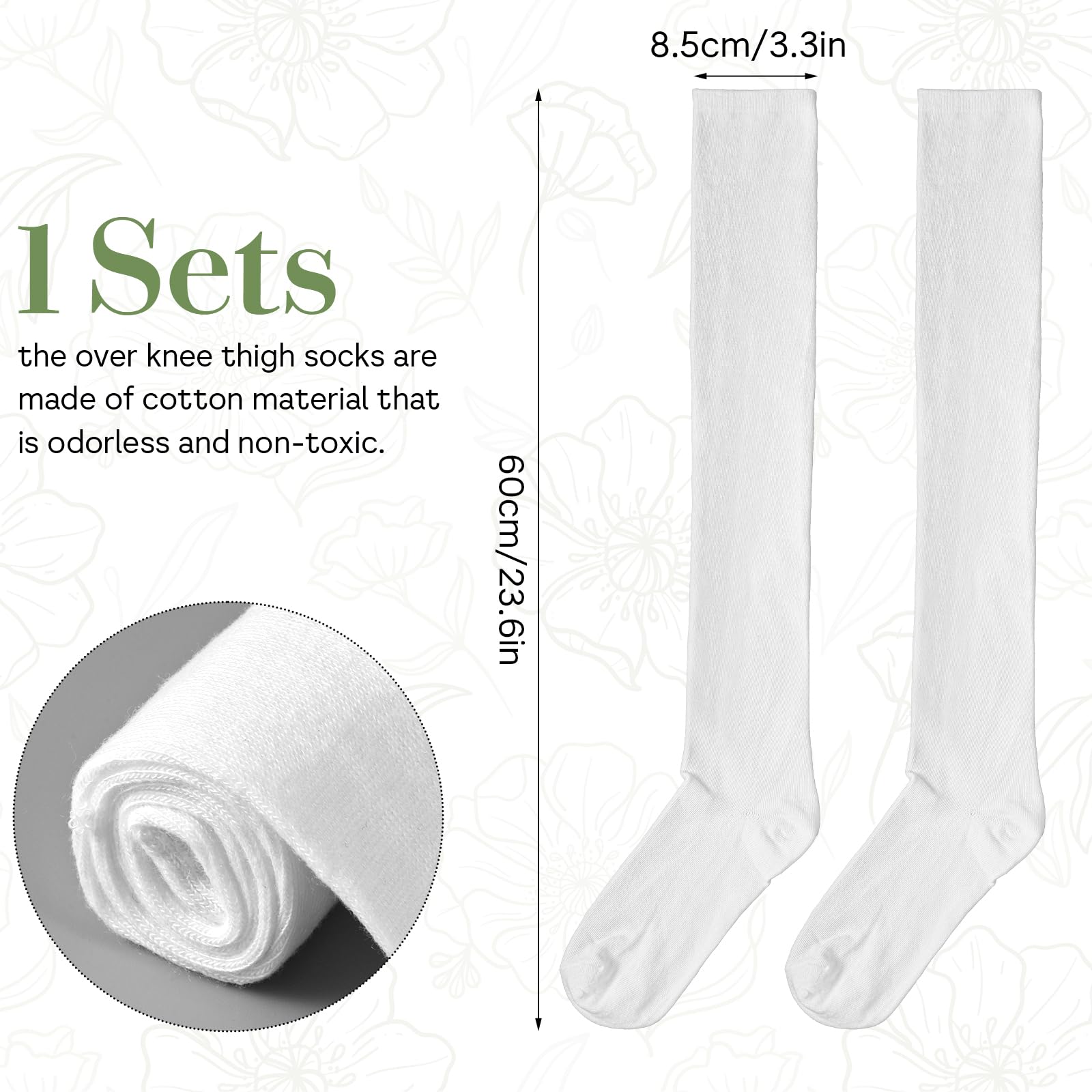 Styquenzer 1 paire de chaussettes hautes pour femme - Blanc - Chaussettes extra longues - Chaussettes hautes - En coton thermique