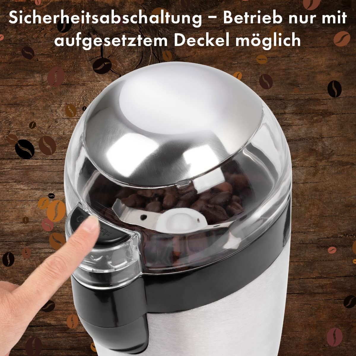 Bomann Elektrische Kaffeemühle, Kaffeemühle Mit Edelstahlschlagmesser Fassungsvermoegen 40 G 120 Watt Motor Weiss Edelstahl Ksw 446 Cb