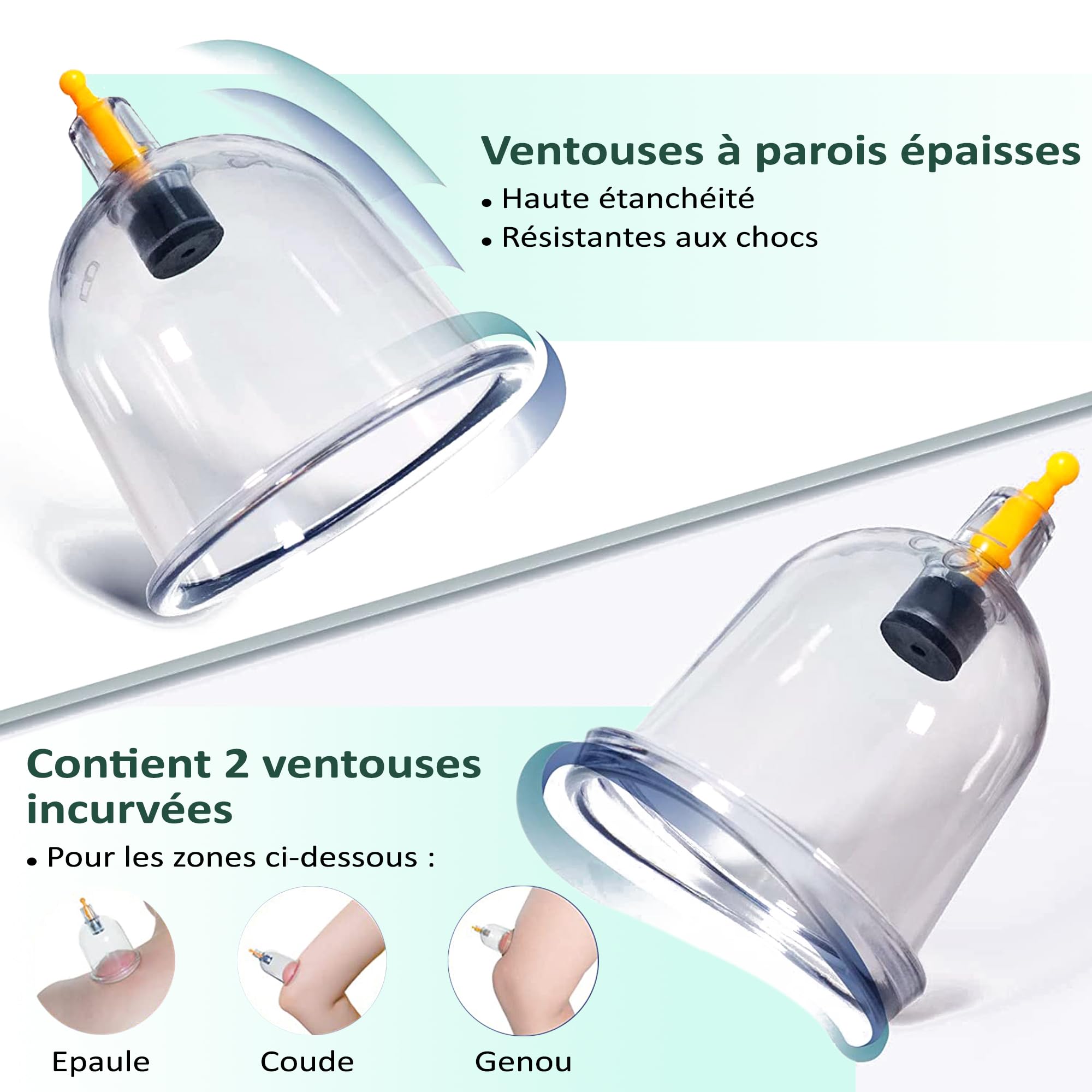 Uplife Kit de 12 Ventouses Thérapeutiques -Instructions en Français- Ventouses Chinoises et Kiné pour Massage Anti Cellulite et Cupping - Ventouses Dos et Kinesithérapie - Kit Hijama Professionnel
