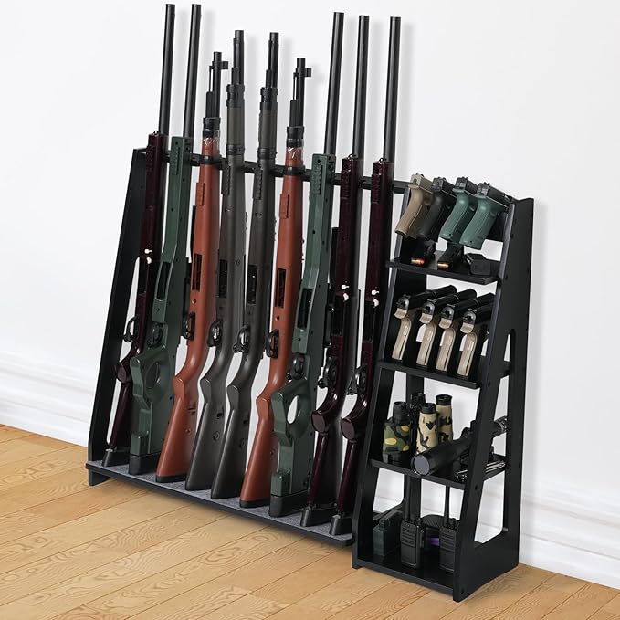 Amazon.com: Ikkle Heavy Duty Wooden Gun Storage - Vertical Display ...