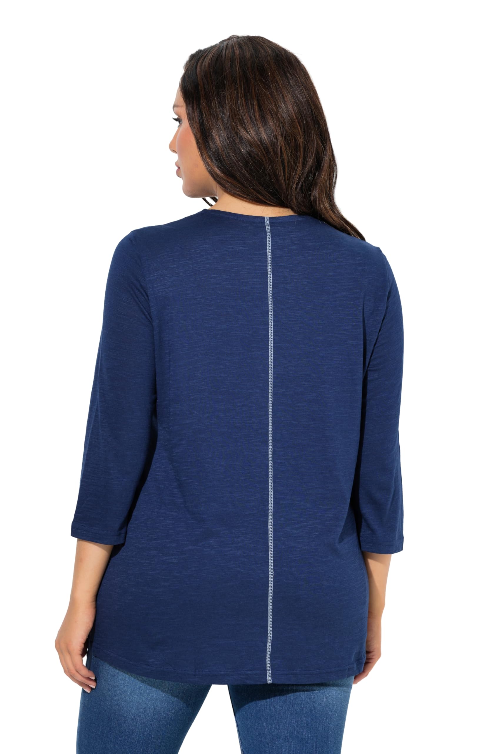 Ulla Popken Damen große Größen Übergrößen Plus Size Shirt, Beauty, Classic, V-Ausschnitt, 3/4-Arm 845808