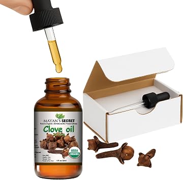 Mayans Secret USDA Certified Organic Pure Clove Stem Essential Oil - Pure and Natural, 1oz Bottle