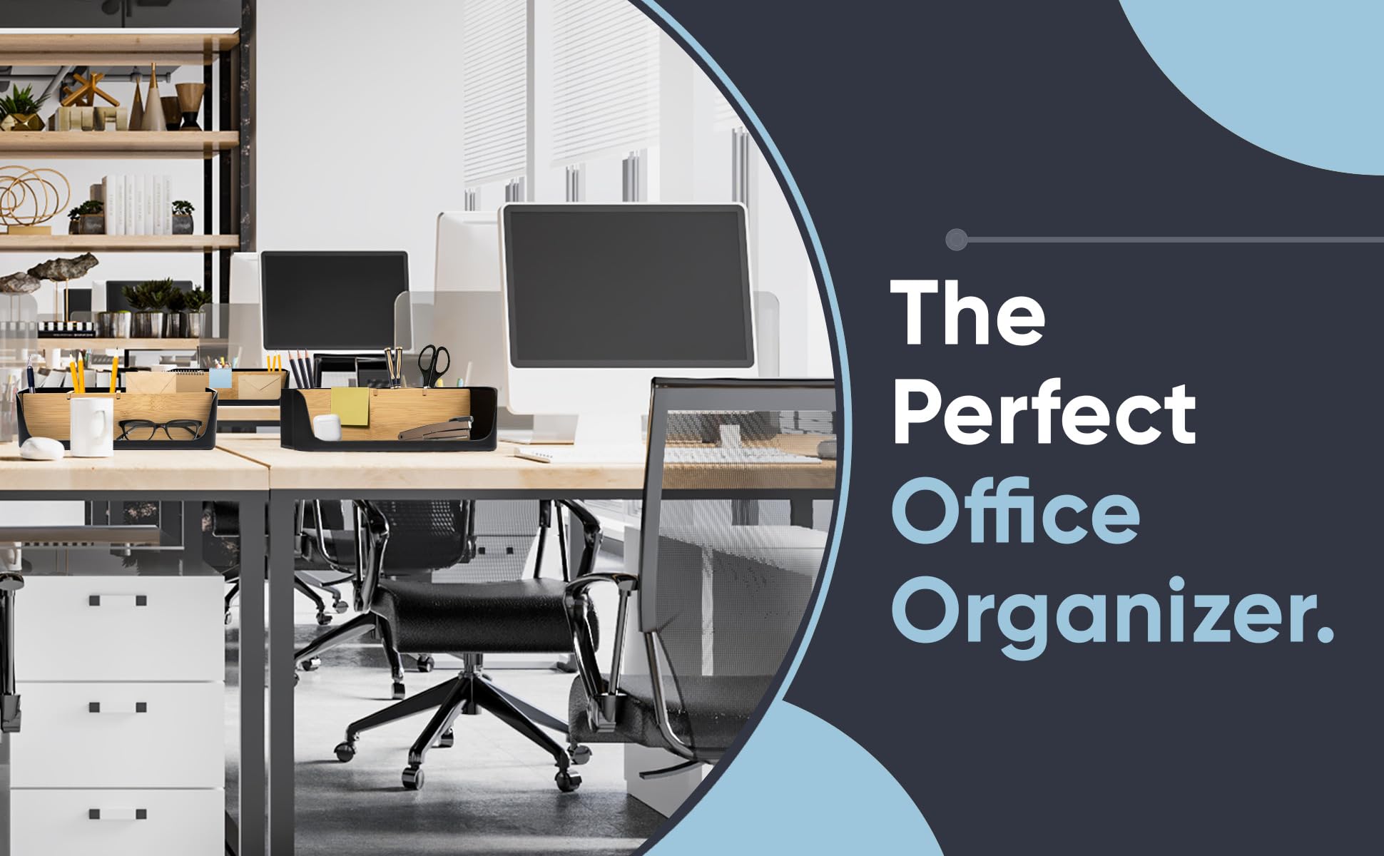 LIVONDO ECO desk organiser, table, office, cosmetic organiser, mobile phone & tablet holder, pen holder, desk, letter tray - Image 2