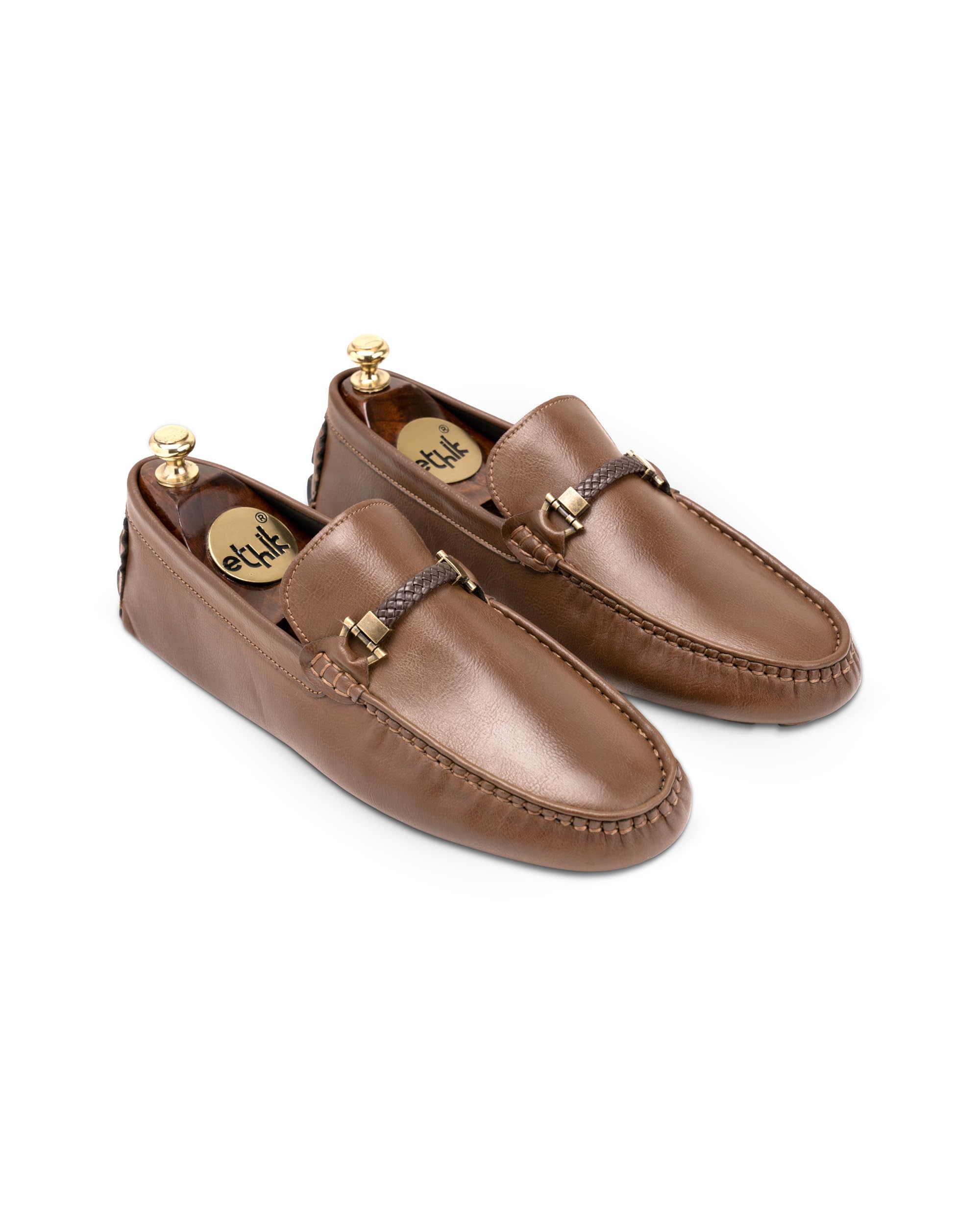 Monarch Classic Brown Driving Shoes for Men | PU Slip-On Loafers | Flexible Grip Sole & Comfort Fit (ETJ Slipon)-image-48