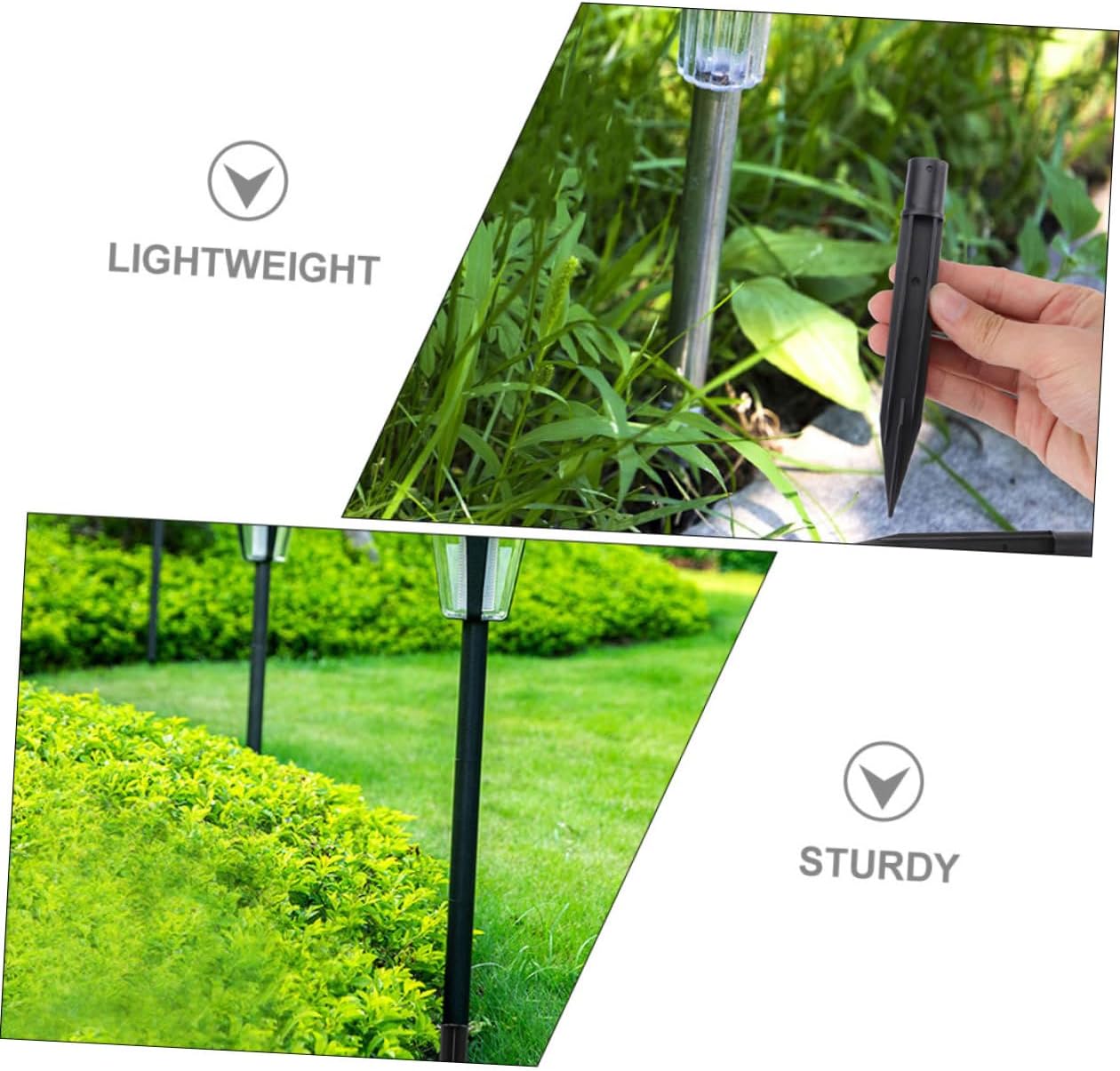 Lawn Light Accessories 15Pcs Solar Light Poles with Stakes and Connector Kit for Outdoor Landscape Path Lighting Extension