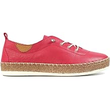 Lunar Ladies Evie Raspberry Leather Plimsoll