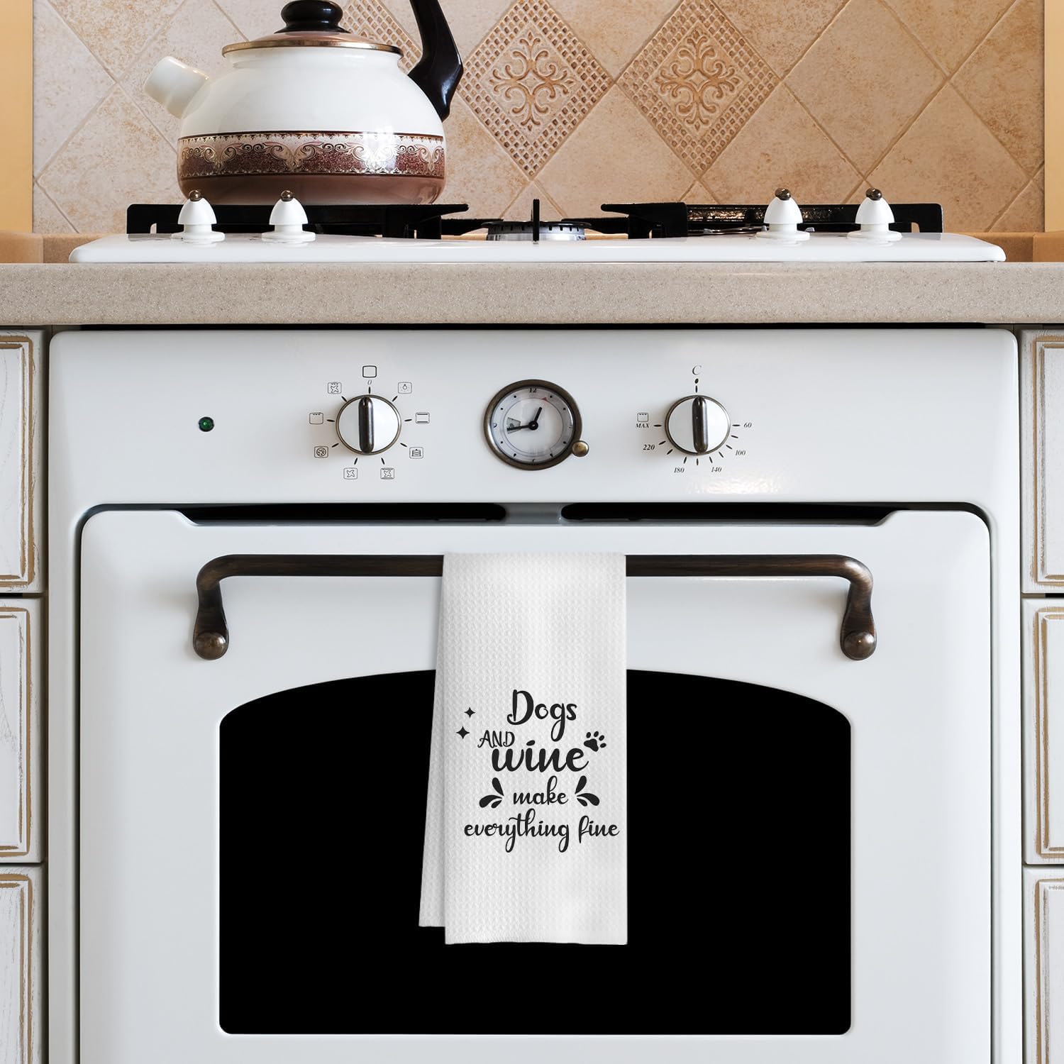 Gifts for Dog and Wine Lovers Kitchen Towels, Dog Owners Lovers Mom Dad Gifts Dish Tea Towels for Kitchen Decor, Dogs and Wine Make Everything Fine Decorative Hand Towels, 16x24 Inch - Image 4