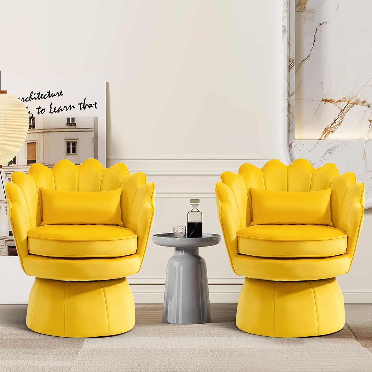 ZJhome 360° Swivel Accent Chairs Set of 2, MidCentury