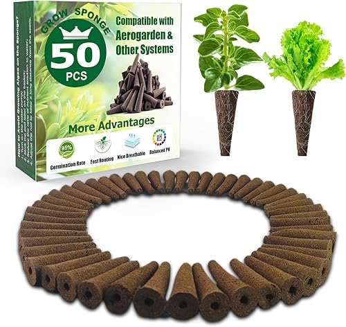 Seed Starter - Esponjas de cultivo para aerogarden, cápsulas de repuesto equilibradas con PH para sistema hidropónico de interiores, paquete de 50,