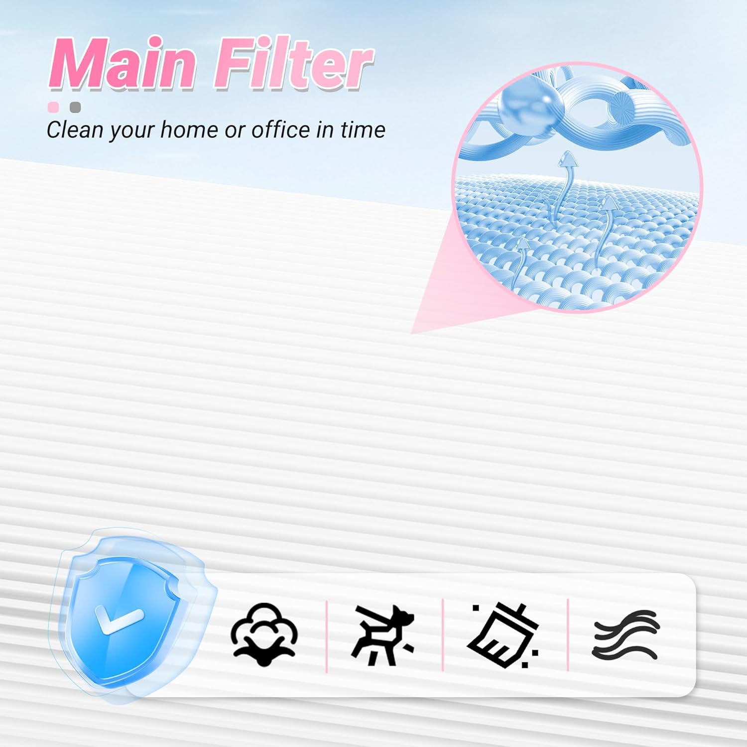 2 Packs D09 Replacement Filter Compatible with Tailulu D09 Air Cleaner Purifier for Home Large Room Up to 1345 Sq Ft, CADR 180m³/h+