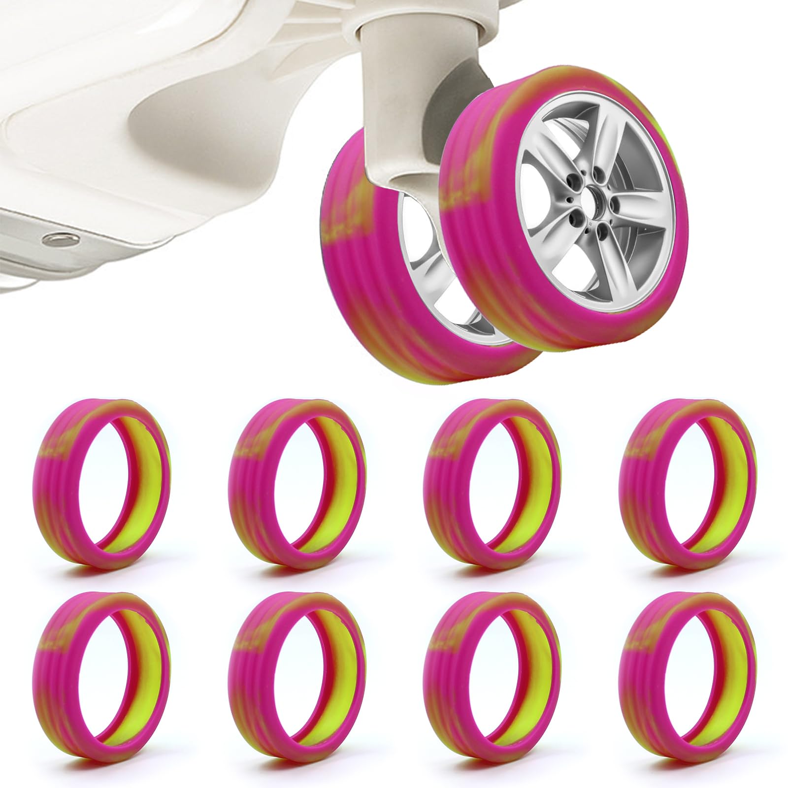 hanvate8Pack Luggage Suitcase Wheels Silicone Cover, Carry on Luggage Wheels Cover Protective Covers for Most 8-Spinner Wheels Travel Luggage Cover Replacement Sets(Red+Green)