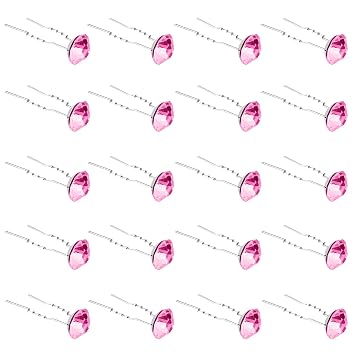 QIUTIMIY 20 Pack Pink Rhinestone Hair Pins Crystal Hair Clips for Bridal Wedding Women Hair Jewelry Accessories, with Clear Container