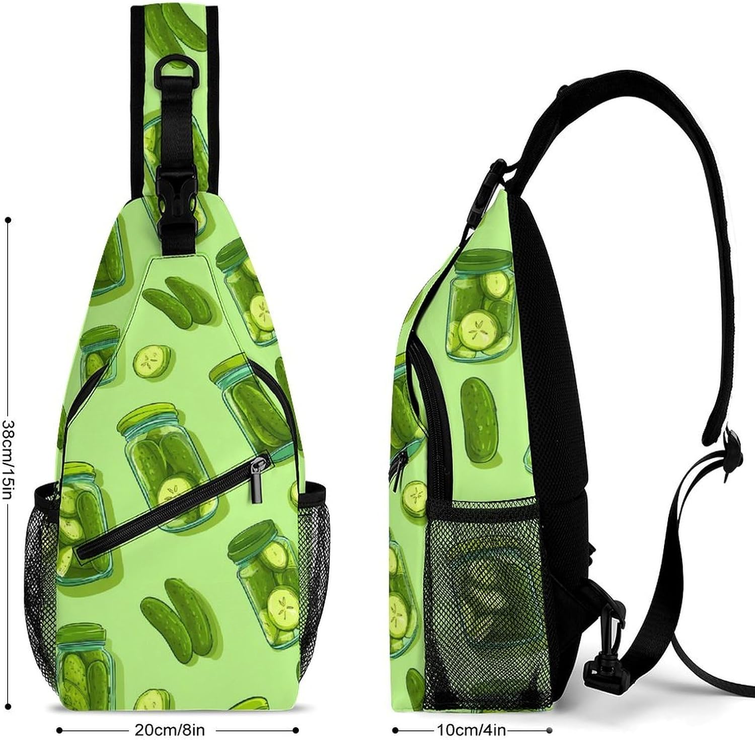 Pickle Jar Print Men Crossbody Sling Backpack Chest Bag | Travel Fanny Pack,Hiking Daypack,Print Shoulder Bags