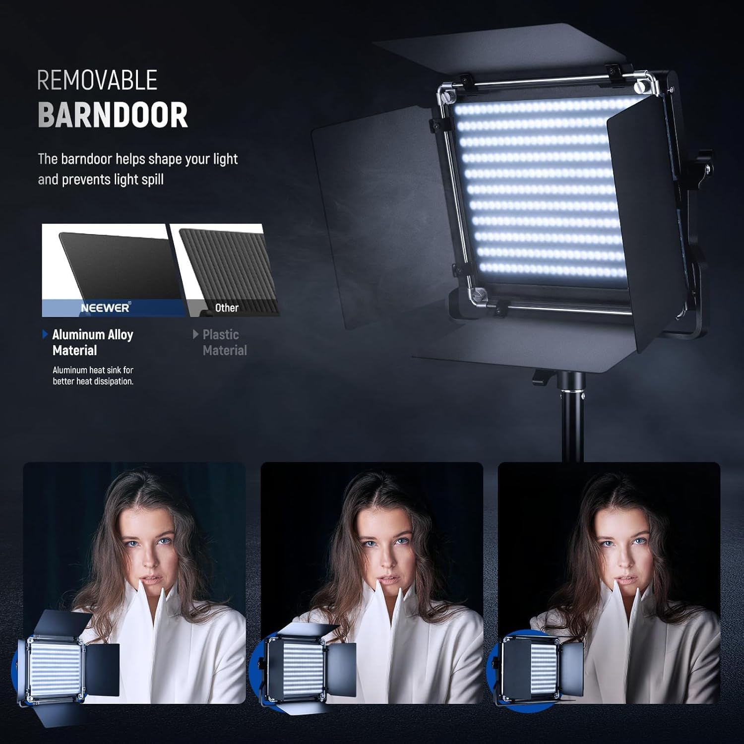 Neewer Dwukolorowa lampa studyjna LED ze statywem i kubkiem, główne oświetlenie do nagrywania, ciągłej transmisji, sesja zdjęciowa, 660 LED 3200K-5600K, 3300lx/1m, zmienna intensywność, CRI96+, NL660