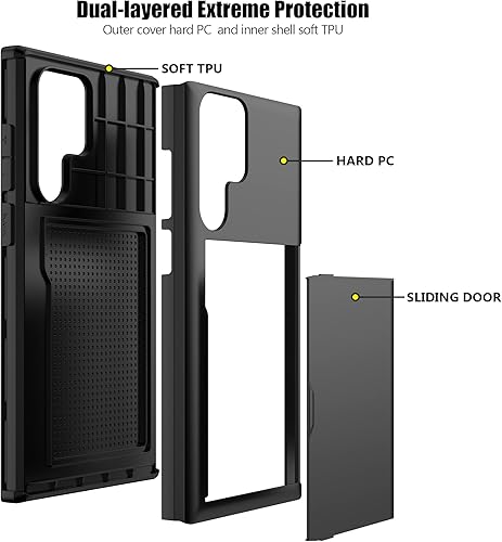 Miniatura 3 de Nvollnoe Funda protectora para Samsung S23 Ultra con tarjetero 5G de 6.8 pulgadas, delgada, de doble capa, resistente, funda protectora para Galaxy