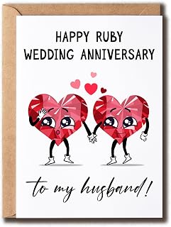 Happy Ruby Wedding Anniversary To My Husband Card - 40Th Wedding Anniversary Card - Ruby Anniversary Card - 40 Years Together Card - Card For Him