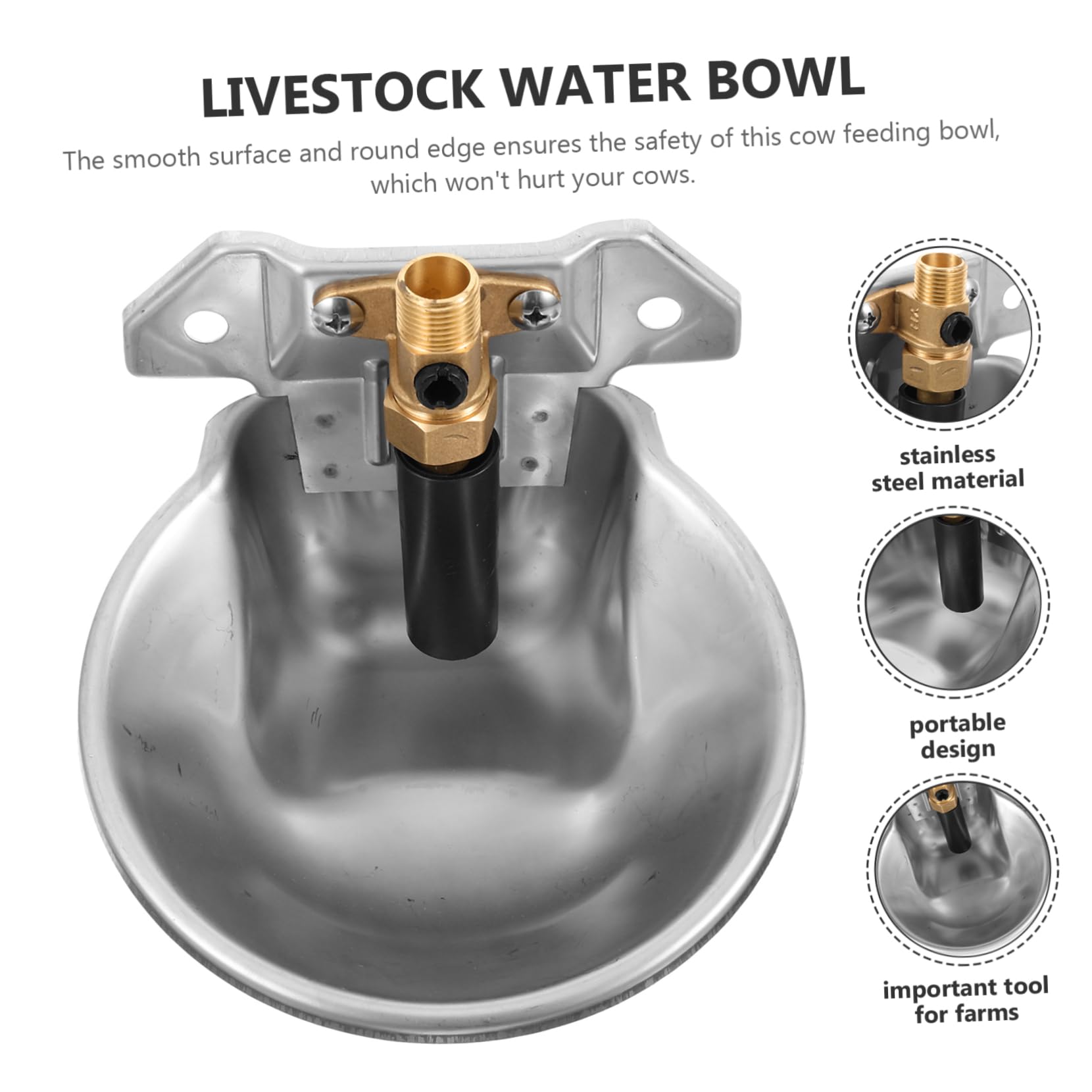 ibasenice Abbeveratoio Automatico per Animali in Acciaio Inossidabile Grande Capacità e Superficie Liscia per Uso in Fattoria e Stalla Bordo Arrotondato