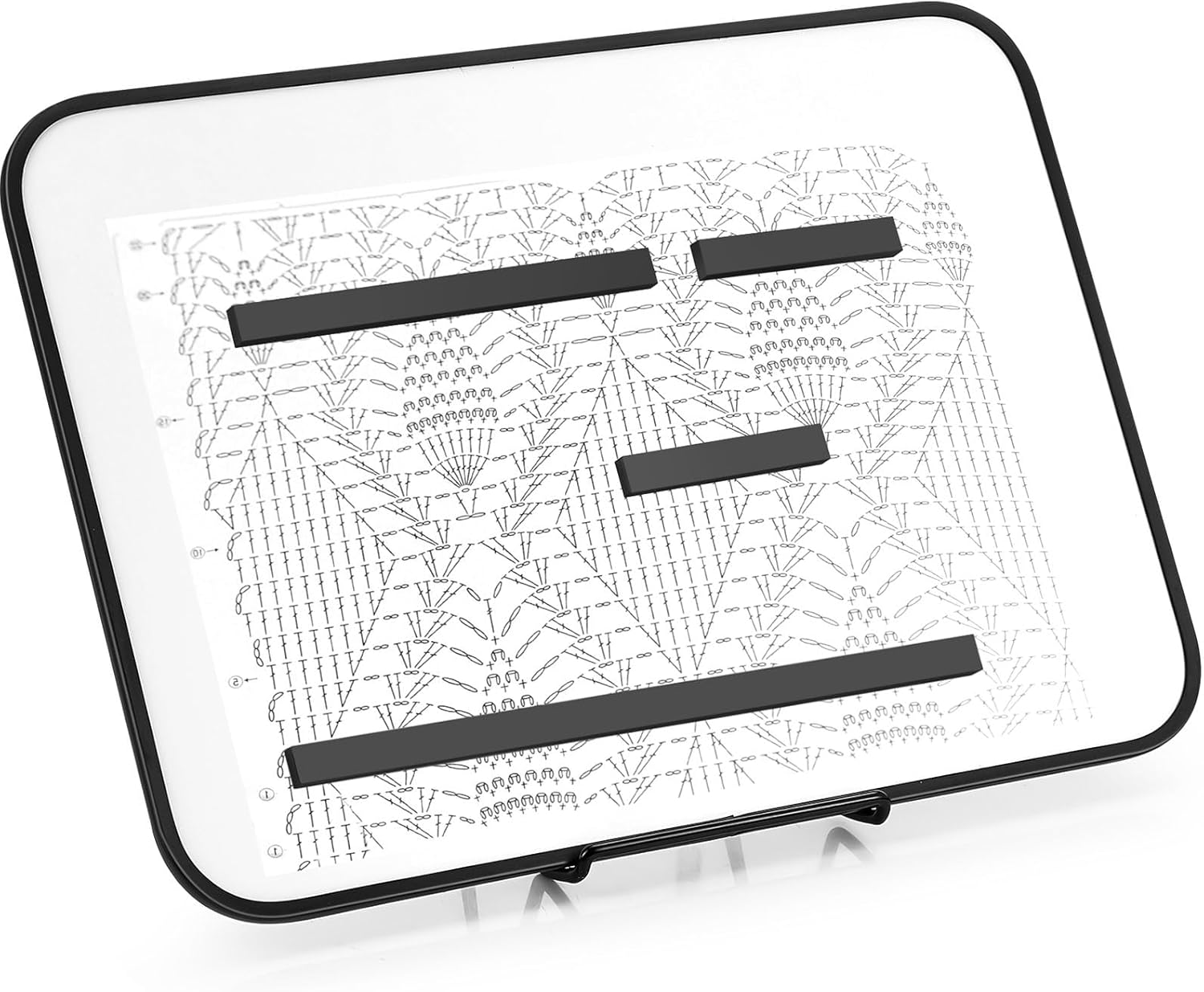 Ntwoiee Knitting Pattern Holder Fold up Cross Stitch Knitting Chart Keeper with 4 Replacement Magnets Magnetic Cross Stitch Accessories and Supplies for Crochet, 8 x 12 Inch(Black)