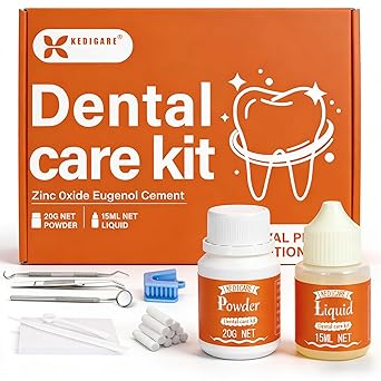 Zinc Oxide Eugenol Cement Dental Care Kit, Instant Tooth Repair Kit, Home Oral Temporary Dental Tooth Fillings, Self-Curing, Strong Bond Dental Cement Kit