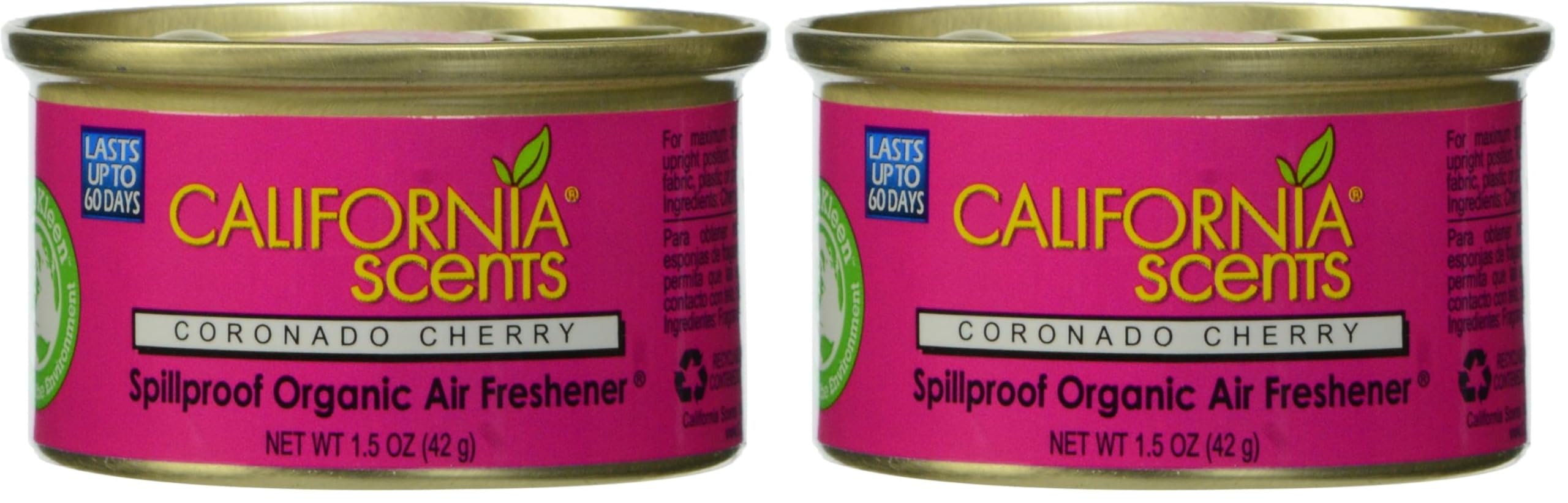 California Scents Spillproof Organic Air Fresheners, Coronado Cherry, 1.5 Ounce Cannister (Pack of 2)