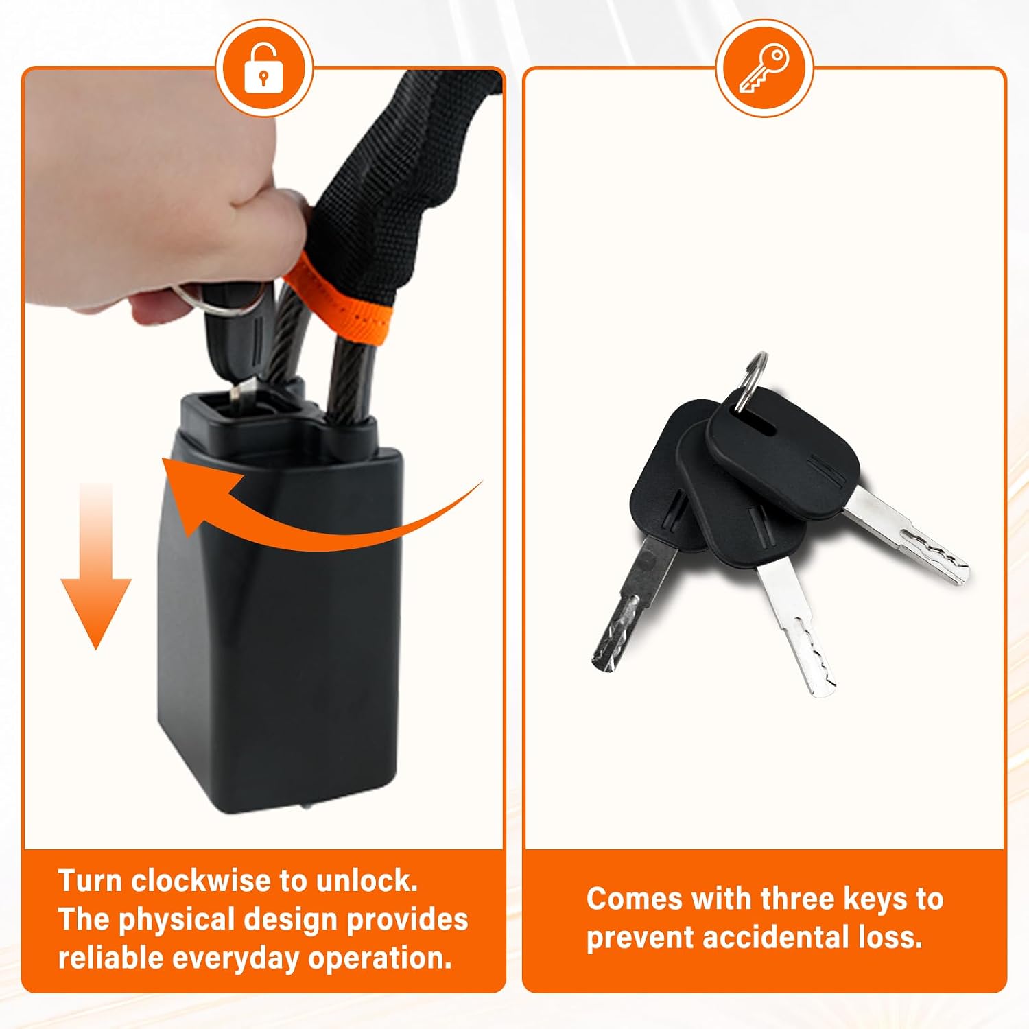 Car Steering Wheel Lock,Featuring Reinforced Steel Cable and a High-Durability Lock Cylinder, is Portable and Highly Compatible, Suitable for Most sedans, Trucks, and SUVs（Black）