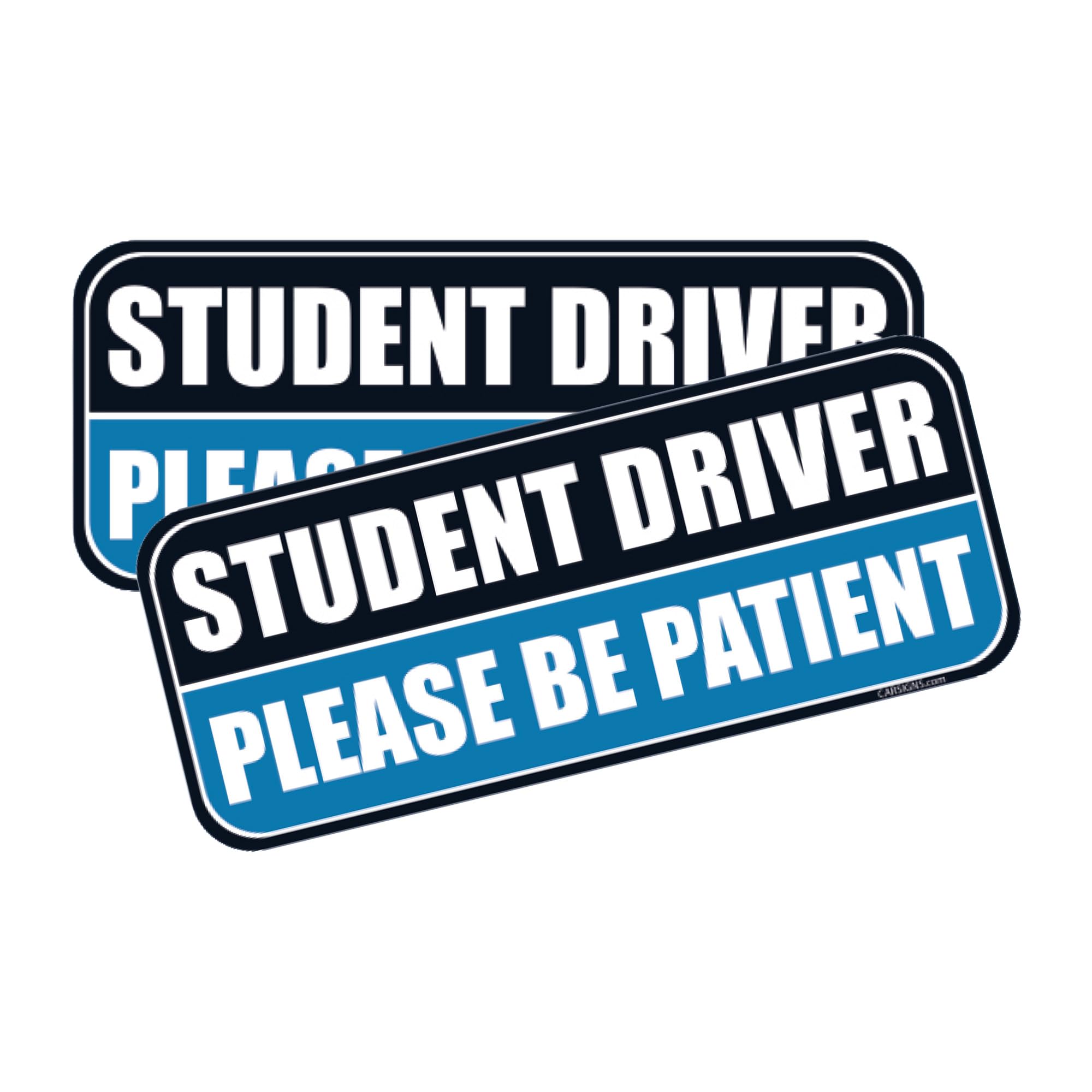 HTH Inc Naklejka dla ucznia kierowcy magnes do samochodu (czarno-niebieski) - wysoce odblaskowy magnes "Please Be Patient Student" Driver dla uczniów, znak bezpieczeństwa pojazdu dla uczniów (25 x 10