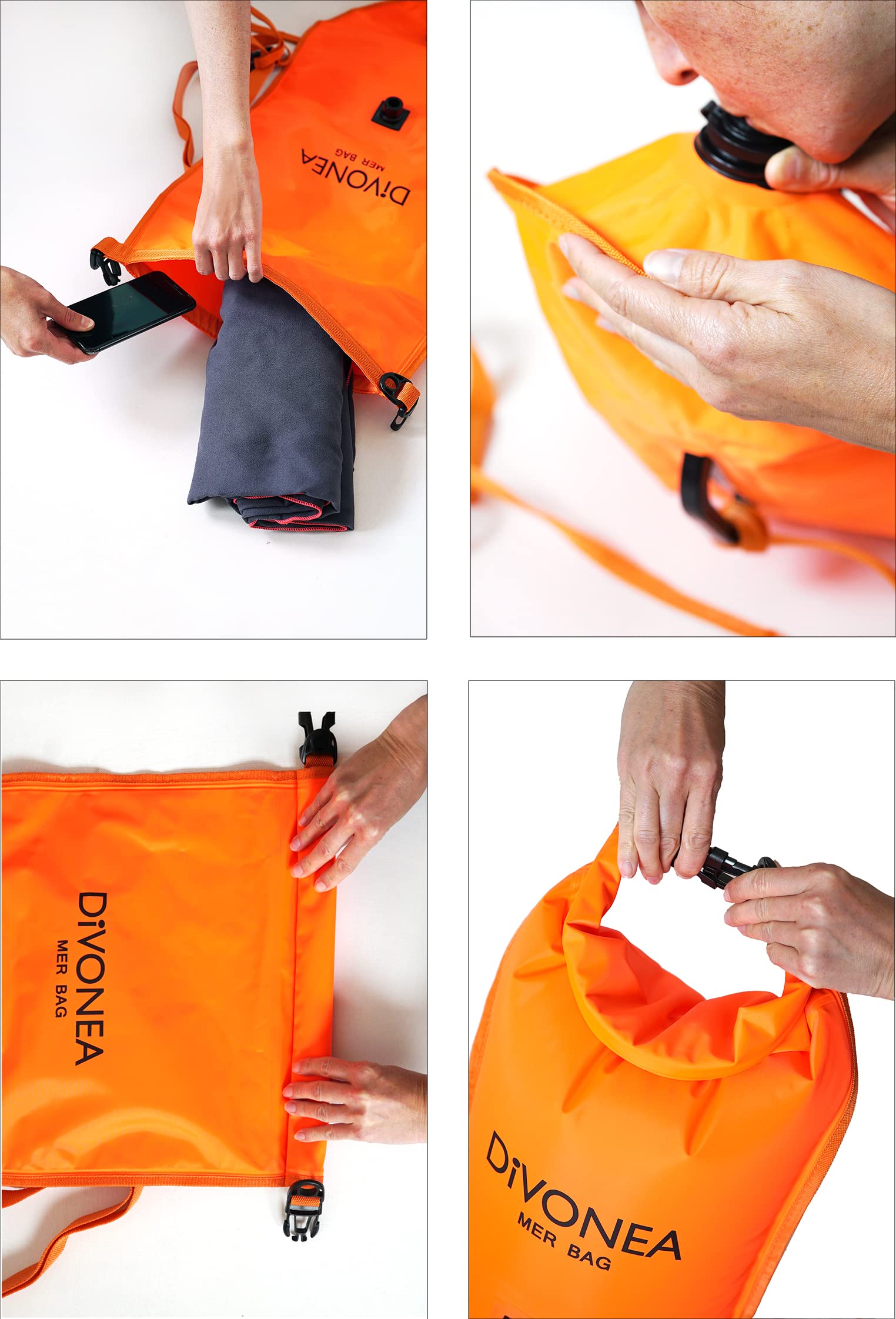 Sac Etanche 28 L + Bouée signalisation Plongée + Flotteur de Nage 3 en 1