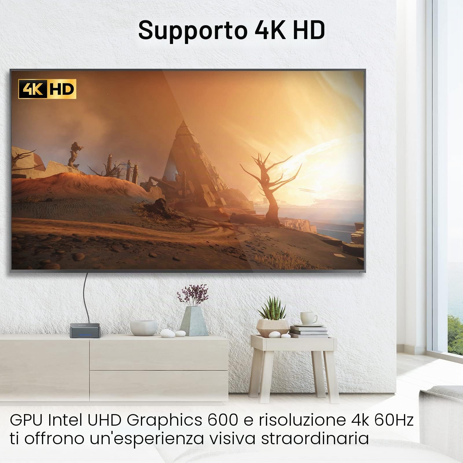 Mini PC,8 GB DDR4L/128GB M.2 SSD, Intel Celeron J4125 (fino a 2,7 GHz) Windows 10 Pro desktop computer, 4K UHD, 2X HDMI e VGA Display, WiFi Dual Band, Gigabit Ethernet, BT 4.2 Micro PC