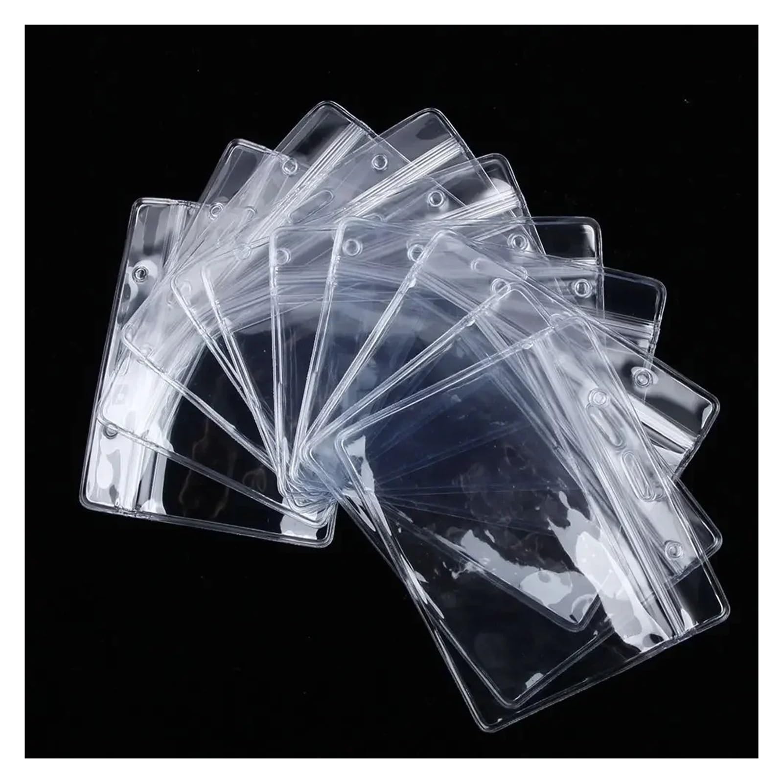 Lot de 10 cordons tour de cou avec porte-cartes en plastique transparent
