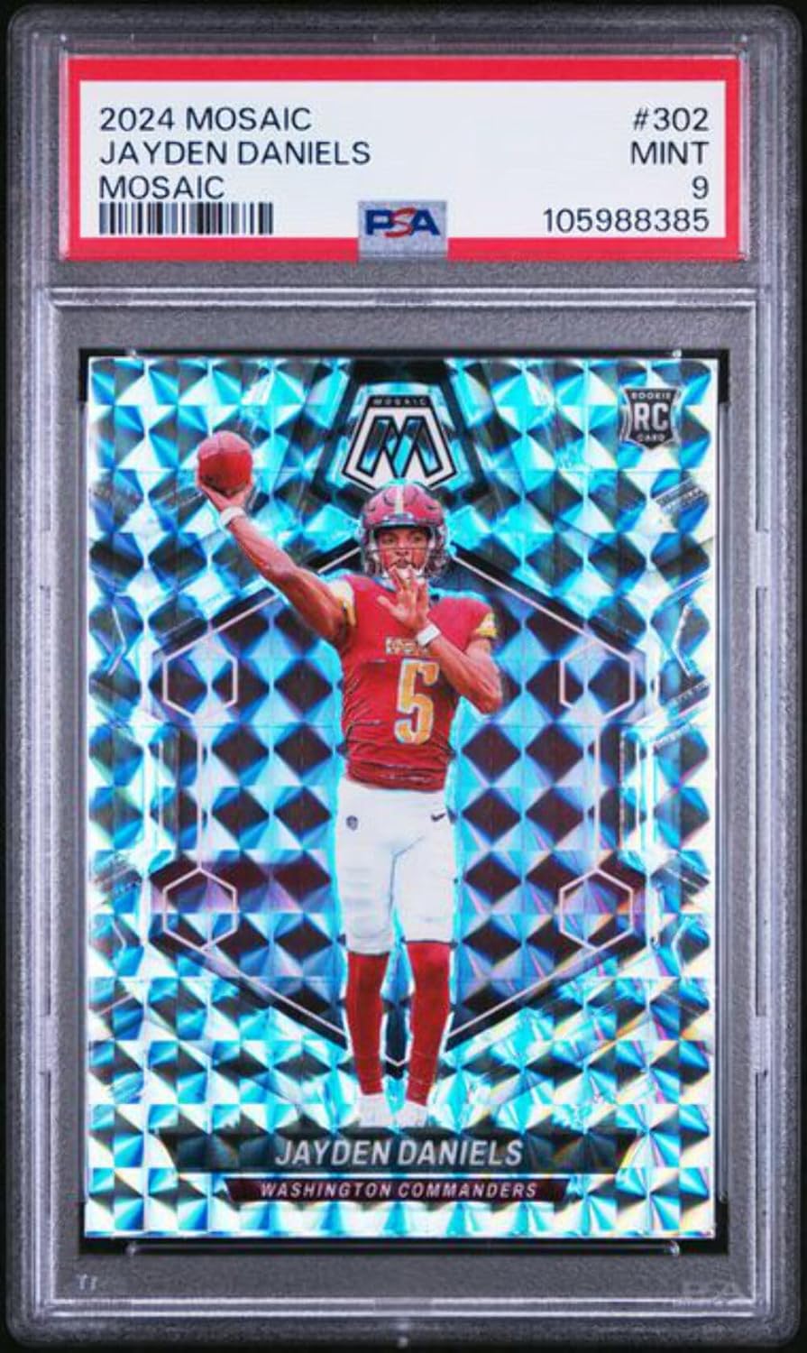 Graded 2024 Panini Mosaic Jayden Daniels #302 Mosaic Rookie RC Football Card PSA 9 Mint