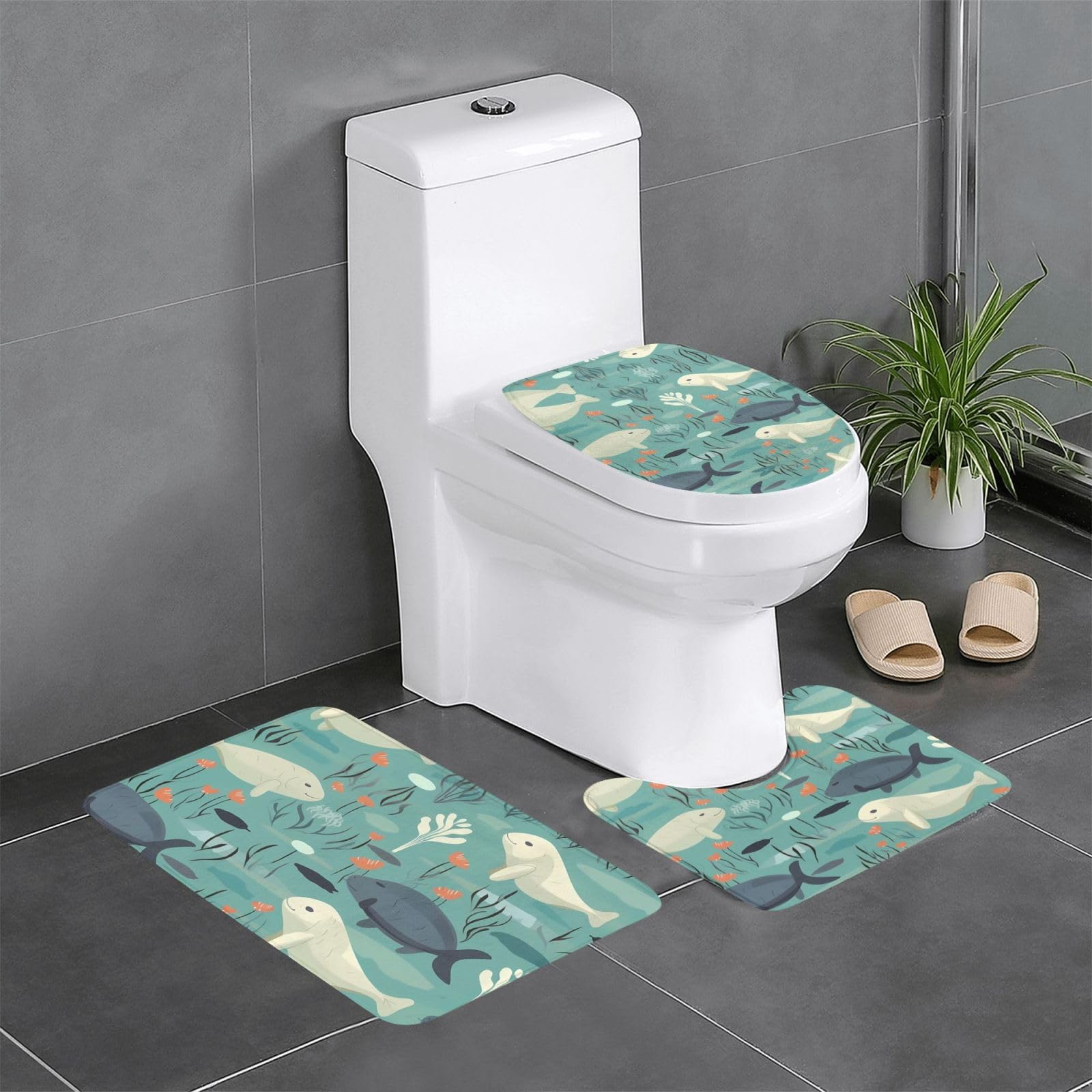 Tapis de salle de bain antidérapants Manatee ensemble de 3 tapis lavables WC