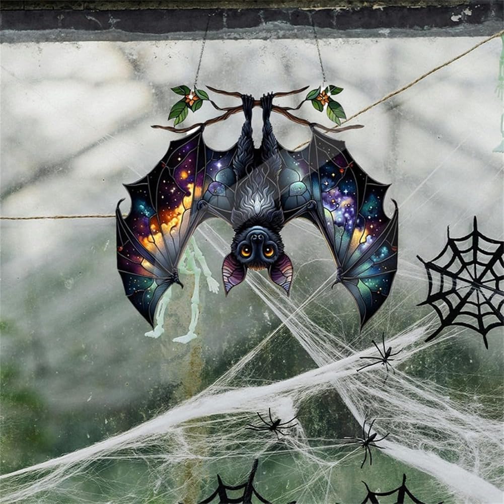 24x Halloween Fledermaus Sonnenfänger Bastelset – Mit Windspiel & Farben, DIY